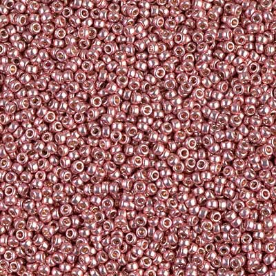 15/0 perles de rocaille Miyuki, rondes (environ 1,5 mm), couleur : Duracoat Galvanized Dark Coral, tube d'environ 8,2 grammes 