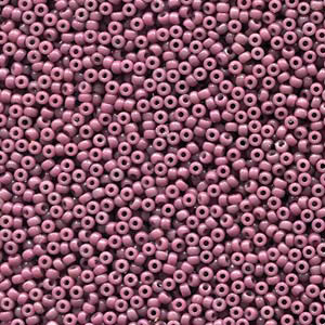 15/0 Miyuki Rocailles beads, round (approx. 1,5 mm), colour: Duracoat Opaque Dyed Mauve, tube with approx. 8,2 grammes 