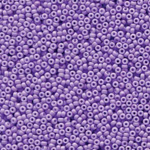 15/0 Miyuki Rocailles beads, round (approx. 1,5 mm), colour: Duracoat Opaque Dyed Pale Purple, tube with approx. 8,2 grammes 