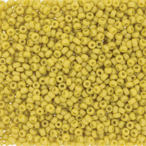 15/0 Miyuki Rocailles kralen, rond (ca. 1,5 mm), kleur: Frost Opaque Glazed Rainbow Yellow, tube met ca. 8,2 gram. 
