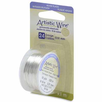 Beadalon Artistic Wire (modelling wire), 24 gauge (0.51 mm), silver-plated, roll with 10 yd (9.1 m) 
