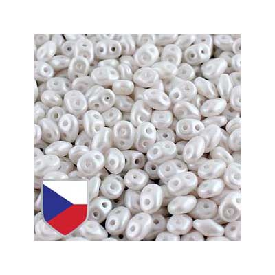 Matubo Superduo perles, 2,5 x 5 mm, couleur Pearl Shine White Czech Shield, tube d'environ 22,5 gr 