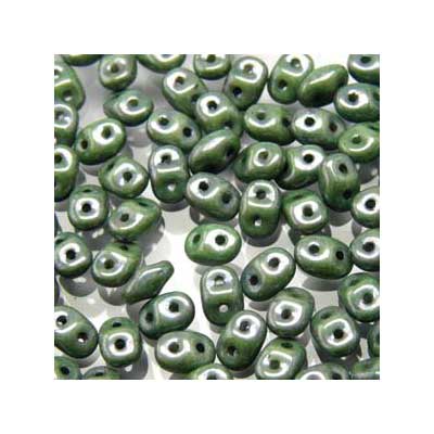 Matubo Superduo perles, 2,5 x 5 mm, couleur Chalk Green Luster, tube d'environ 22,5 gr 
