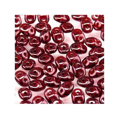 Matubo Superduo Perlen,  2,5 x 5 mm, Farbe Red Wine, Röhrchen mit ca. 22,5 gr 