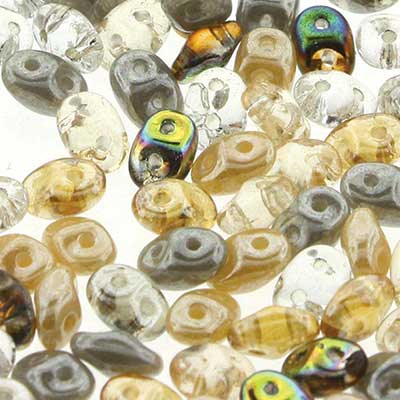 Matubo Superduo Perlen,  2,5 x 5 mm, Farbe Moonstone, Röhrchen mit ca. 22,5 gr 