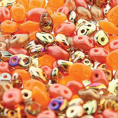 Matubo Superduo beads, 2,5 x 5 mm, colour Marmalde, tube with ca. 22,5 gr 