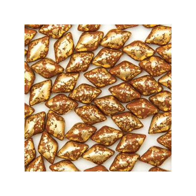 Matubo Gemduo beads, 8 x 5 mm, colour: Gold Splash Brown Opaque, tube with approx. 8 gr. 