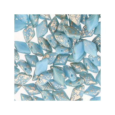 Matubo Gemduo kralen, 8 x 5 mm, kleur: Silver Splash Blue Turquoise, koker met ca. 8 gr. 
