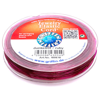 Griffin Jewelry Elastic Cord, diameter 0.5 mm, length 5 m, colour dark red 