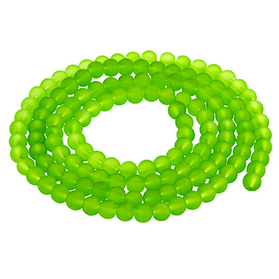 Glass beads, frosted, ball, light green, diameter 6 mm, strand with approx. 140 beads 