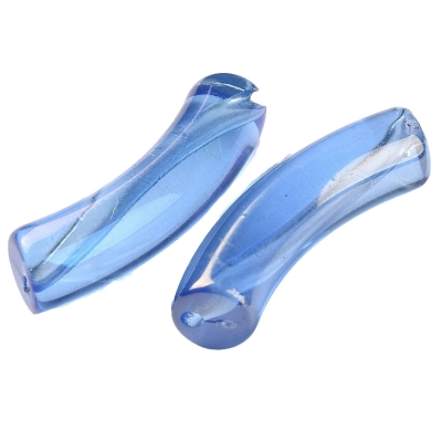 Acryl Perle Tube, Form: Gebogene Röhre, Größe ca. 32 x 8 mm, Farbe: Blau, Effekt: AB 