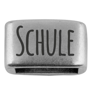 Spacer with engraving "School", 14 x 8.5 mm, silver-plated, suitable for 5 mm sail rope 