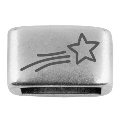 Spacer with engraving "Star", 14 x 8.5 mm, silver-plated, suitable for 5 mm sail rope 