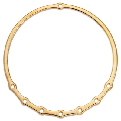 Pendentif en métal, cercle avec 7 trous pour les fils, 60,0 x 62,0 mm, doré 