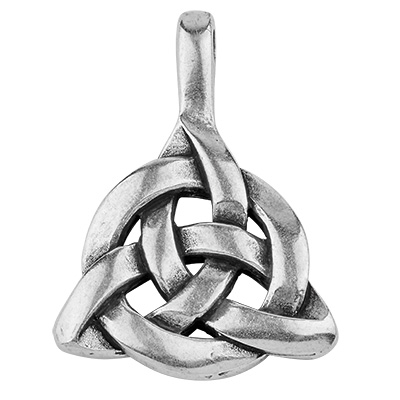 Metal pendant Celtic knot, silver-plated, 30.5 x 22.5 mm 