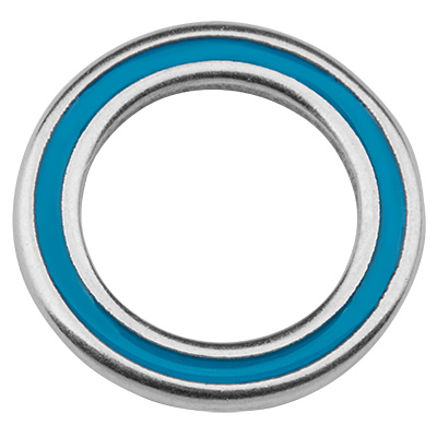 Metalen hanger ring, diameter 20 mm, verzilverd, geëmailleerd 