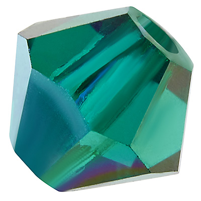 Preciosa bead, shape: Bicone (Rondelle Bead), size 3 mm, colour: emerald AB 