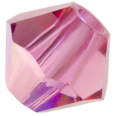 Preciosa kraal, vorm: Bicone (Rondelle Bead), maat 3 mm, kleur: roze AB 