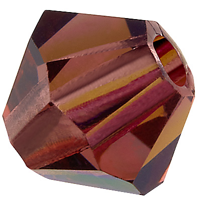Preciosa bead, shape: Bicone (Rondelle Bead), size 4 mm, colour: light burgundy AB 