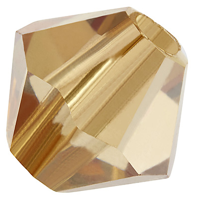 Preciosa kraal, vorm: Bicone (Rondelle Bead), Maat 4 mm, Kleur: kristal gouden gloed 