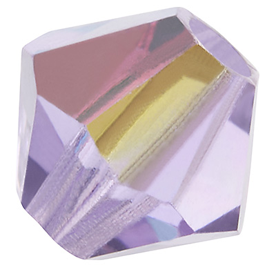 Preciosa bead, shape: Bicone (Rondelle Bead), size 6 mm, colour: violet AB 