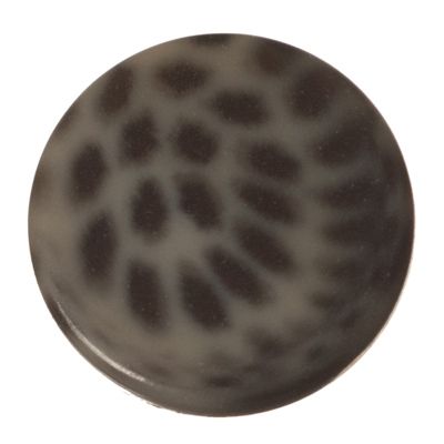 Polaris Cabochon Animalprint Leoprad, rond, plat, 12 mm, donkergrijs-zwart 