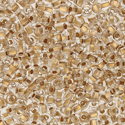 6/0 Preciosa Rocailles Perlen, Rund (ca. 4 mm), Farbe: Crystal Bronzelined, Röhrchen mit ca. 20 Gramm 