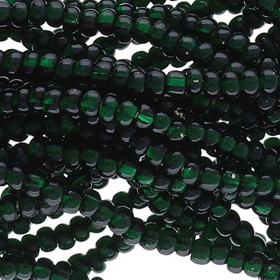 8/0 Preciosa Rocailles Perlen, Rund (ca. 3 mm), Farbe: Dark Green Silverlined, Röhrchen mit ca. 22 Gramm 