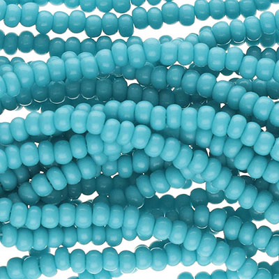 8/0 Preciosa Rocailles Perlen, Rund (ca. 3 mm), Farbe: Opal Blue Turquoise, Röhrchen mit ca. 22 Gramm 