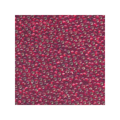 8/0 Preciosa Rocailles Perlen, Rund (ca. 3 mm), Farbe: Ruby Silverlined, Röhrchen mit ca. 22 Gramm 