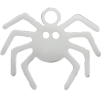 Halloween Pendentif en acier inoxydable araignée, argenté, 12x14,5x1 mm, oeillet : 1,6 mm 