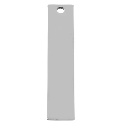 Stainless steel pendant, stamp blank, rectangle, silver-coloured, 40x8x0.8 mm, hole: 2 mm 