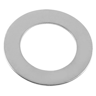 Stainless steel pendant, donut, silver-coloured, 32x1 mm, inner diameter: 20 mm 