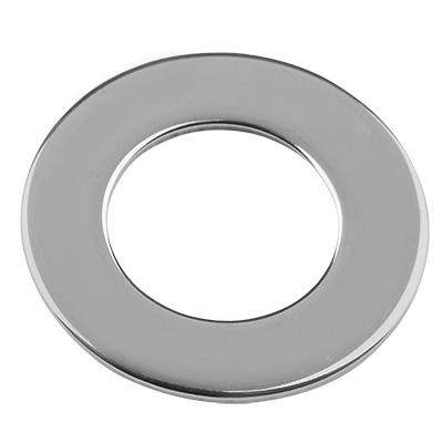 Stainless steel pendant, donut, silver-coloured, 32x2 mm, hole: 18 mm 