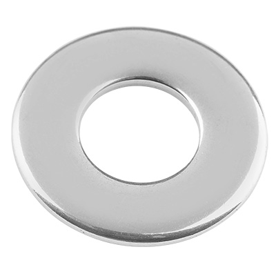Stainless steel pendant, donut, silver-coloured, 25x2.5 mm, inner diameter: 12 mm 
