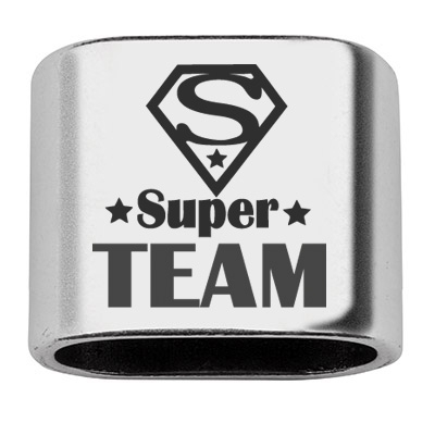 Intermediate piece with engraving "Superteam", 20 x 24 mm, silver-plated, suitable for 10 mm sail rope 