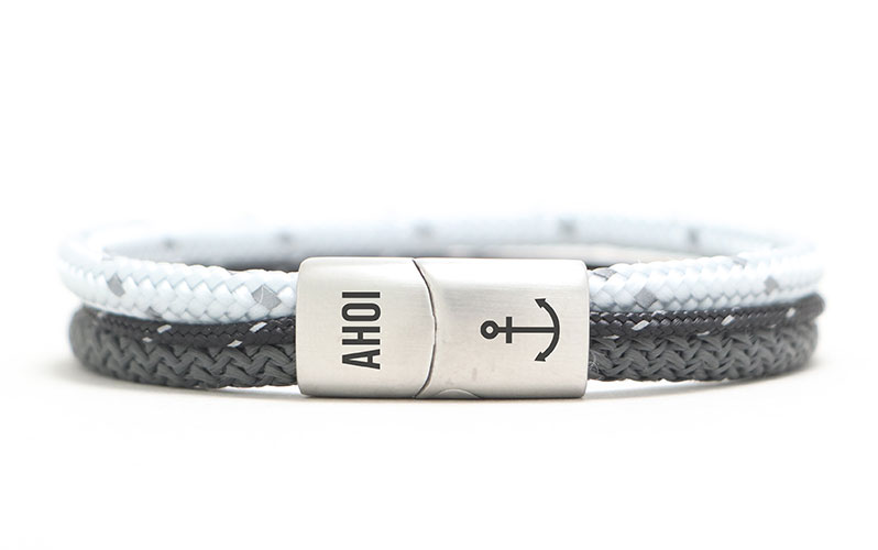Segeltau Armband "Ahoi & Anker" mit drei verschiedenen Bändern und eckigem Magnetverschluss 