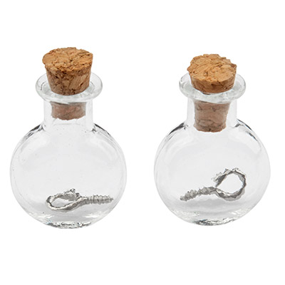 40 x Transparente Glasfläschchen/Mini Glasflasche 1ml mit Korken